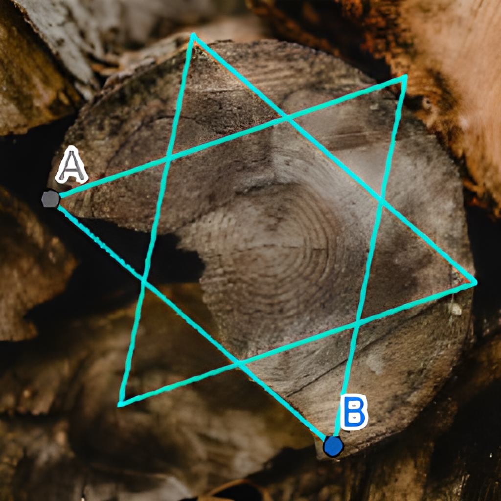  hexagram overlay on a tree ring